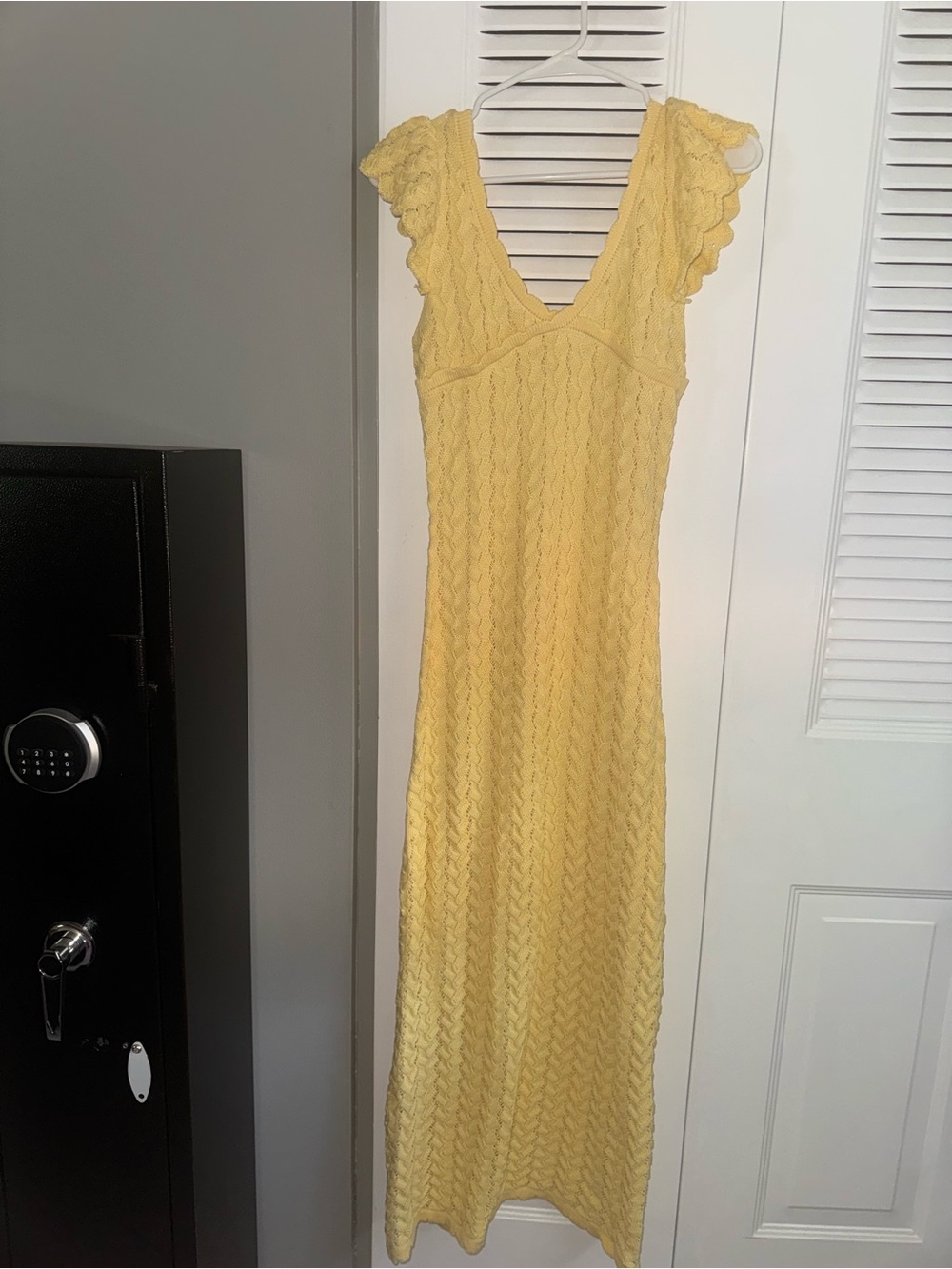 Yellow Lace V-Neck Maxi Maternity Dress